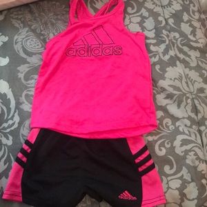 Adidas; Hot pink & Black 2 piece set